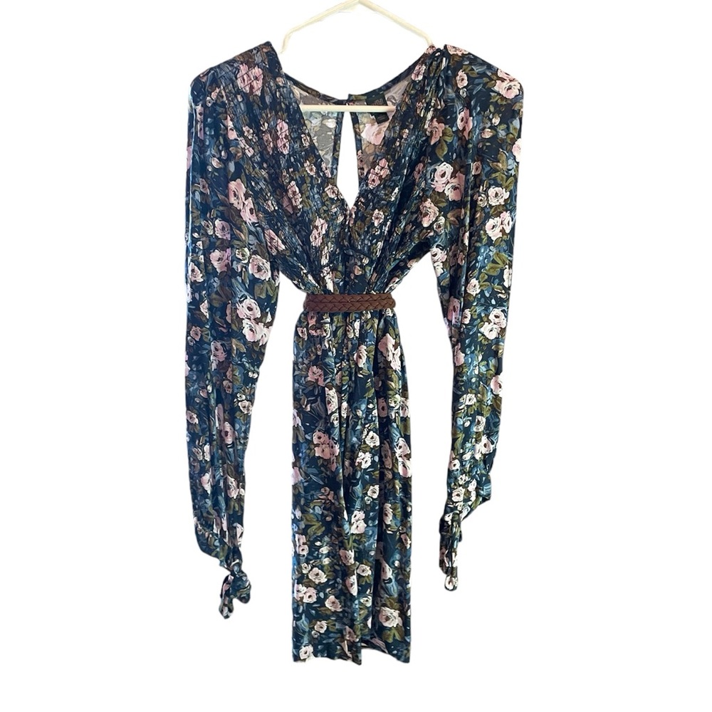 Floral summer dress, long sleeves